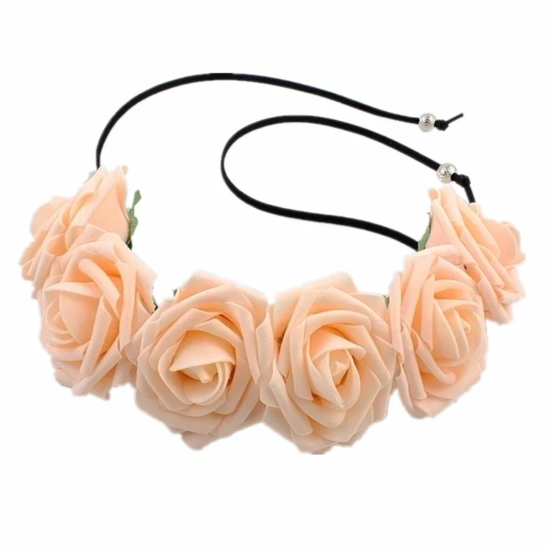 Женская тканевая повязка для волос с цветами розы регулируемая на голову косплея