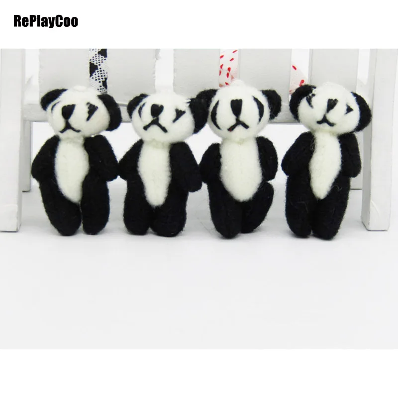 

100 шт./лот Kawaii маленькие шарнирные панды медведь мягкие плюшевые игрушки Маленькая подвесная игрушка панда кукла детские игрушки панды пода...