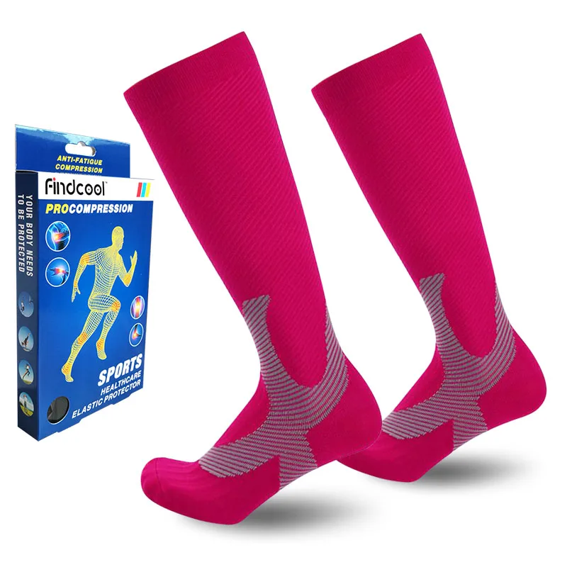 Rose Pink Findcool унисекс поддержка ног стрейч Магия Компрессионные носки производительность спортивные бег - Цвет: Rose Pink