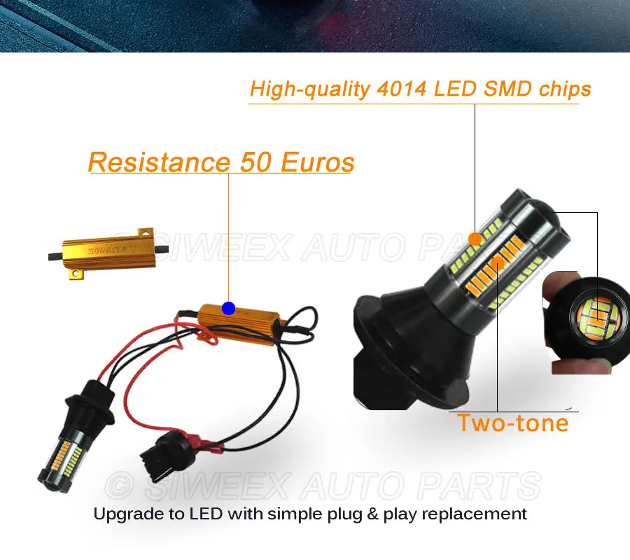 2 предмета 1156 7440 3156 4014 66 SMD светодиодный двух Цвет белого и желтого цвета поворота
