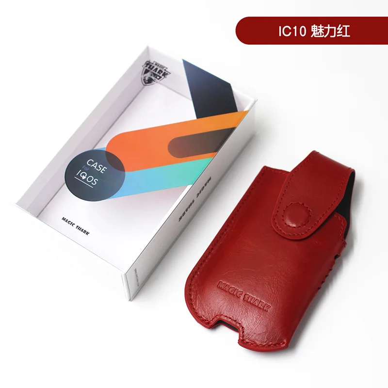 Волшебный Акула из натуральной кожи деловой чехол для IQOS электронная сигарета оболочка защитный чехол сумка для IQOS черный коричневый - Цвет: Red I