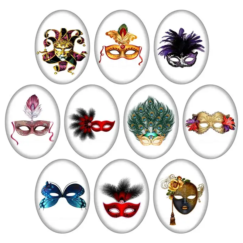 Beauty Masquerade Mask 13x18mm/18x25mm/30x40mm mixed Oval photo glass cabochon demo flat back Jewelry findings