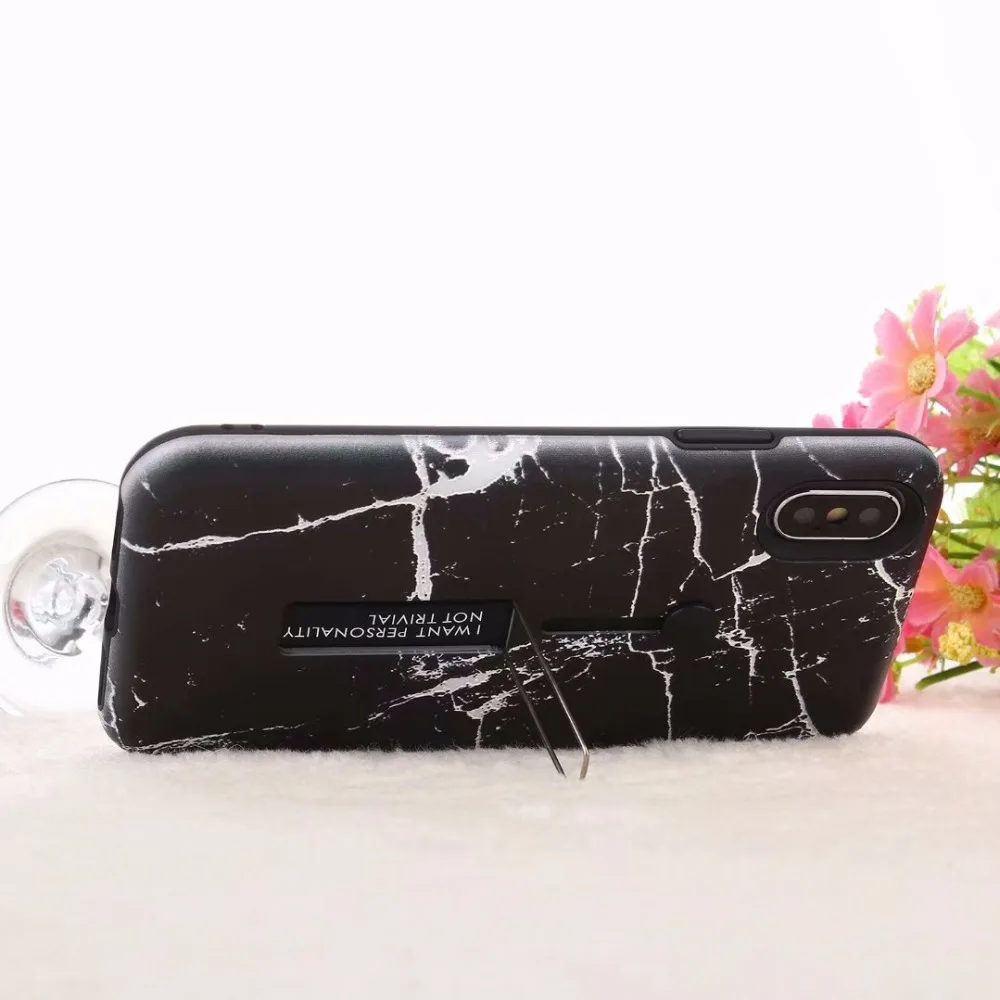 Marble Silicone Ring Phone Case For iPhone 11 11pro max XR Xs Max X Cover for iphone 7 Hide Stand Holder |