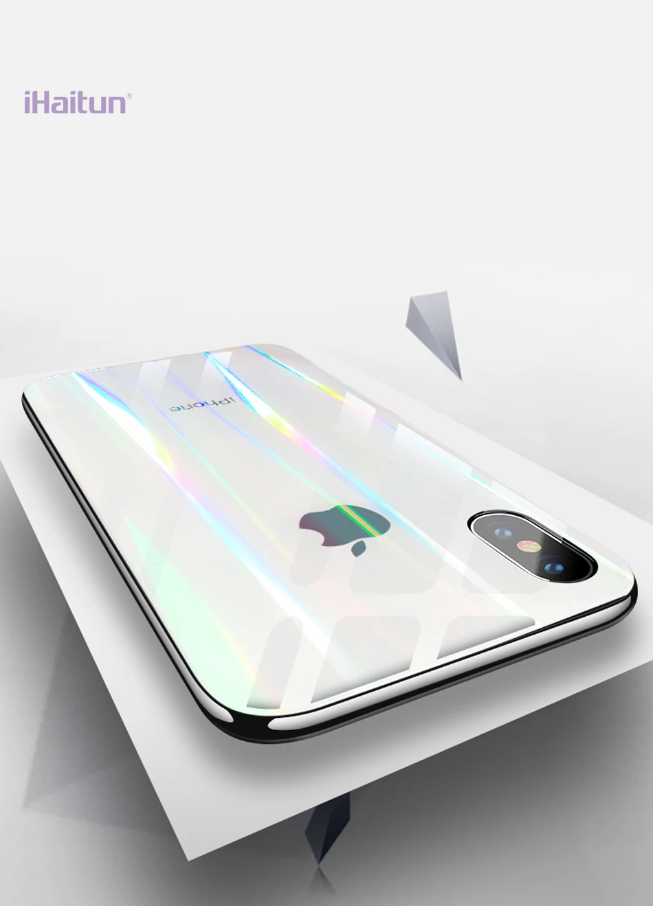 IHaitun роскошный Ультратонкий чехол из лазерного стекла для iPhone XS MAX XR X чехол s Прозрачное заднее стекло для iPhone XS MAX чехол с мягкими краями