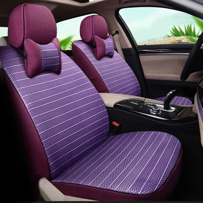 purple for 7 seat Автомобильные чехлы для сидений автомобиля, льняные Чехлы для hyundai Santa fe 2010 2008 2007, чехлы для сидений, серое покрытие для стайлинга автомобилей, аксессуары для интерьера - Название цвета: purple for 7 seat