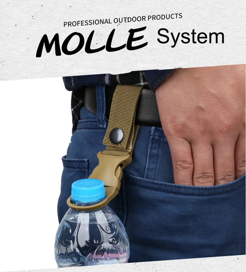 Военная Униформа Multi-functional Пряжка тесьма ремни Высокая прочность нейлон Molle бутылка для воды карабин ремень висит брелок ключ крюк