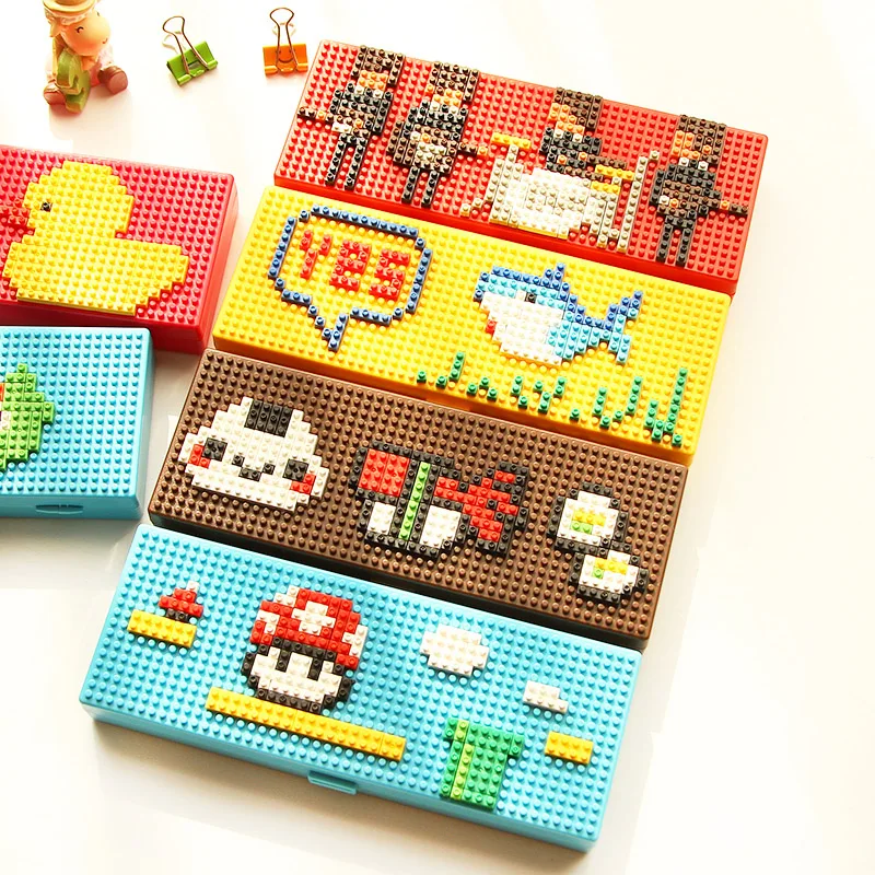 Дизайнерские строительные блоки мультяшная пластиковая коробка карандаш