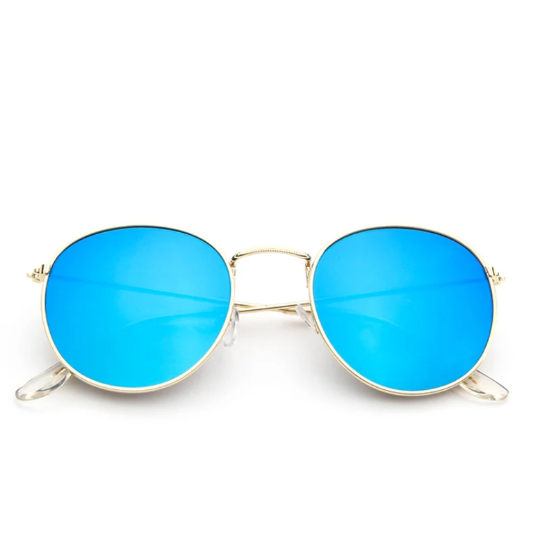 GoldBlue LeonLion, круглые женские солнцезащитные очки,, высокое качество, зеркальные Винтажные Солнцезащитные очки, женские очки, фирменный дизайн, Oculos De Sol Feminino - Цвет линз: GoldBlue