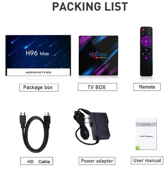 20pcs android 9.0 H96 MAX 3318 Rockchip 2GB 4G 16GB 32GB 64GB Android tv box 2.4/5.0G WiFi 4.0BT 4K | Электроника