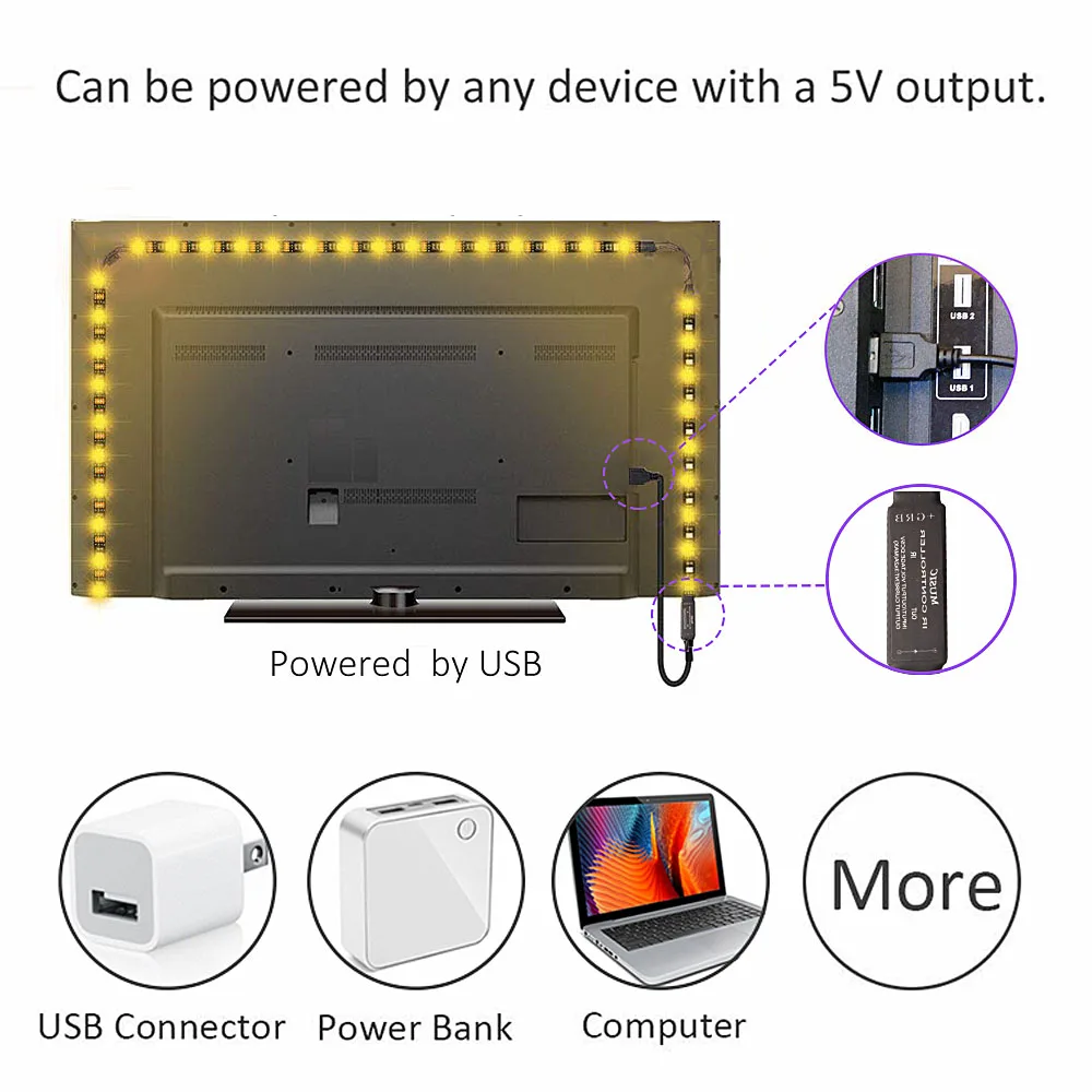 SMD 5050 2835 Светодиодная лента RGB светильник USB светодиодные ленты Подсветка ТВ полоса лампа с Bluetooth/музыкальный контроллер светодиодный полоса ночной Светильник лампы