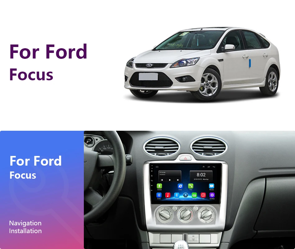JMCQ " 2 Din 4G wifi Автомагнитола для Ford Focus Exi MT AT 2004-2011 мультимедийный плеер четырехъядерный Android 8,1 gps навигация