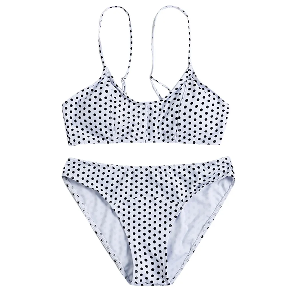 Женский купальник с пуш-ап SAGACE бикини принтом в горошек бандажный низкой талией