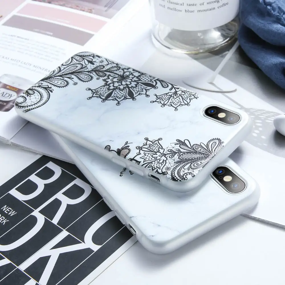 KISSCASE Marble Flower Phone Case For iPhone 11 8 7 X XR plus 6 6S Plus Capa XS MAX Cover | Мобильные телефоны и