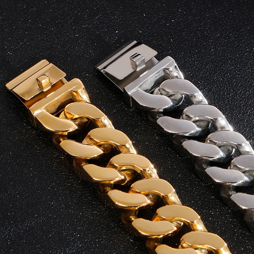 

Heavy Mens Necklace Classic Goldtone Chunky Cuban Curb Link Chain 20MM Wide Necklace 316L Stainless Steel Best Friends Jewelry