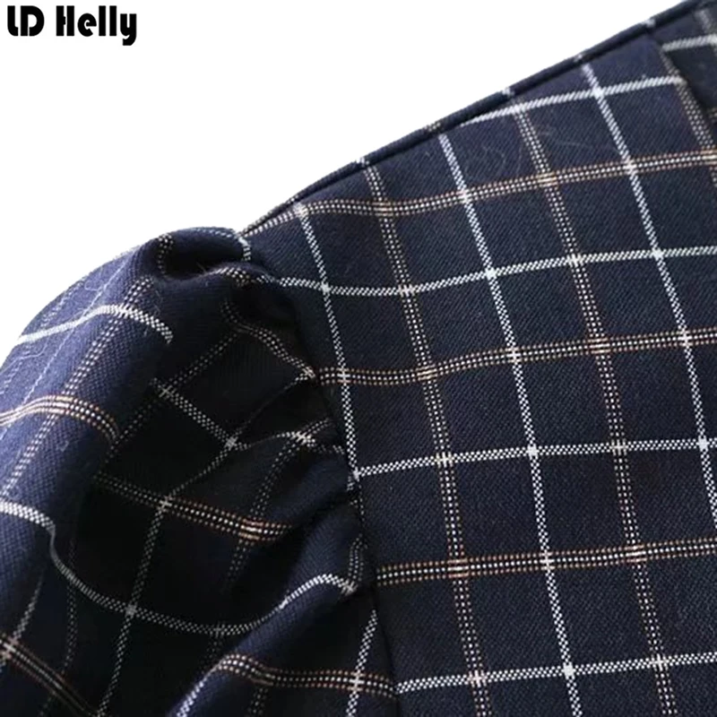 LD Helly 2018 Для женщин с воланами плиссированное платье в клетку Новинка весны