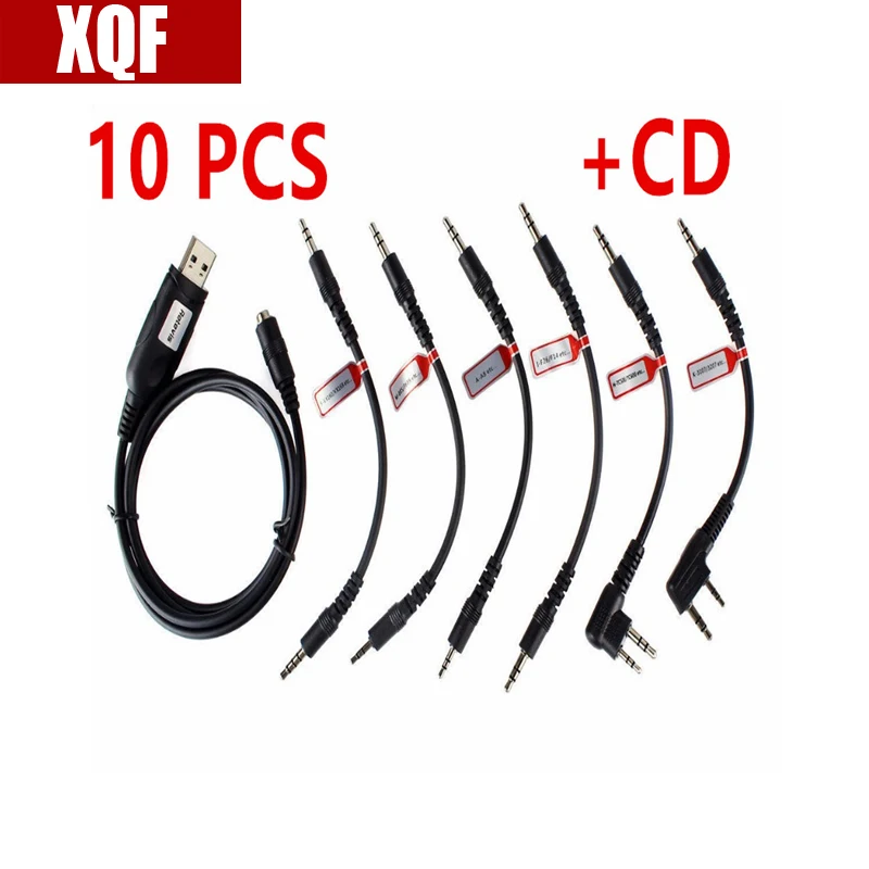 XQF 10 шт. 6 в 1 USB кабель для программирования Motorola YAESU HYT ICOM BAOFENG KENWO двухстороннее