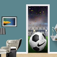 self adhesive door sticker 3d football ground pvc mural wallpaper cartoon boys bedroom creative diy vinyl stickers home design