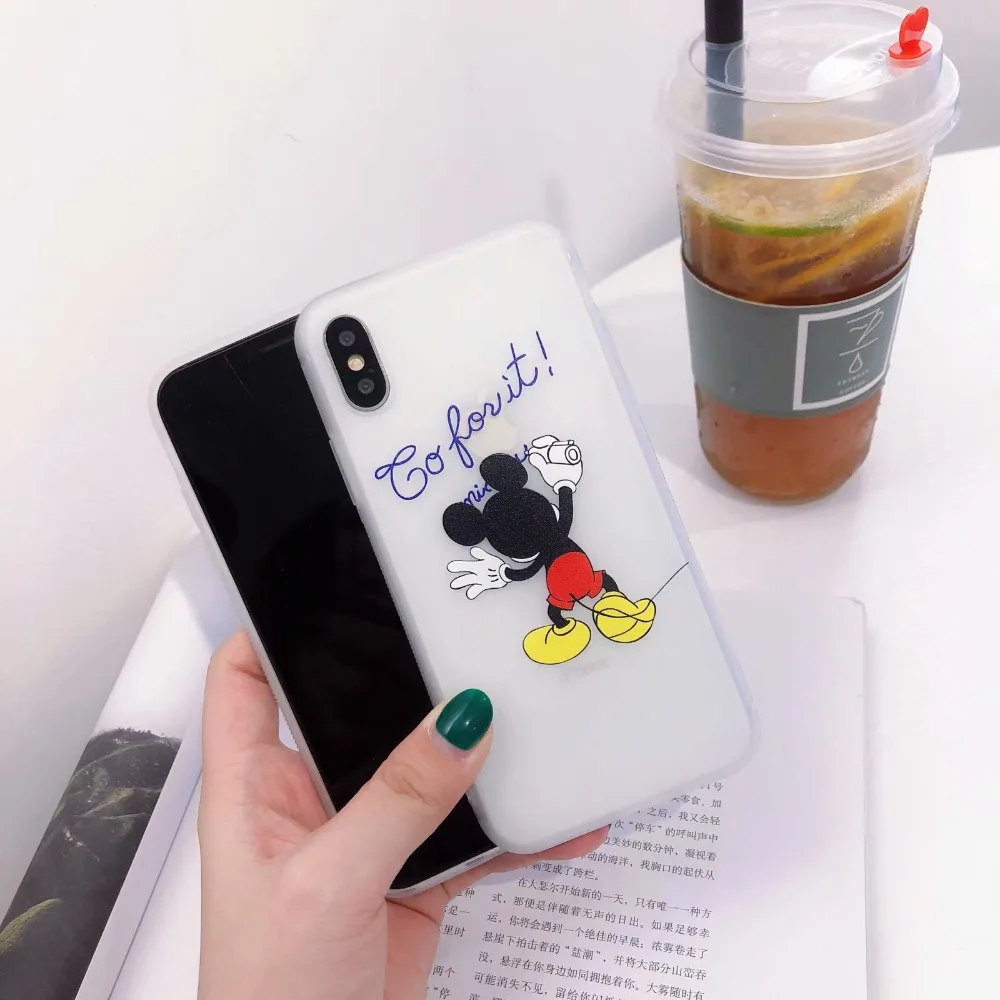 GABOOM Phone Case for iPhone 7 case 6s 6 8 Plus X Soft TPU Matte Letter Fashion Cartoon Mouse Duck Moblie Bag |