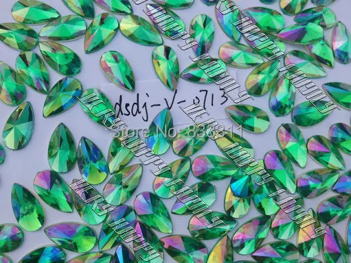 Бутик падение 7x13 мм акриловые камни и кристаллы зеленый АВ разноцветные