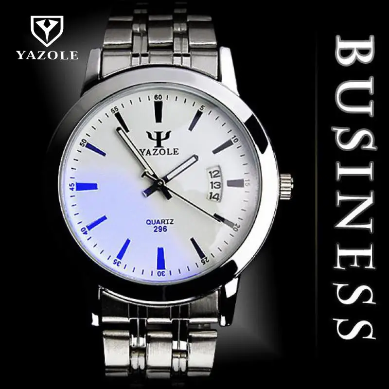 Модные полностью стальные черно белые наручные часы с циферблатом деловые