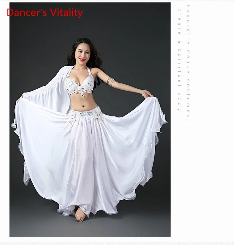 Женщины Профессиональный Костюм Танец Живота Роскошные Костюмы Bellydance Выступление Алмазов Украшения Бюстгальтеры и Набор Юбки