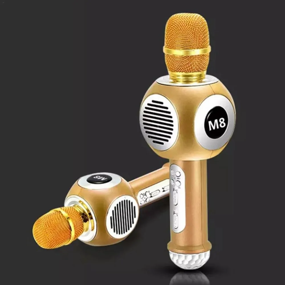 M8 неоновый беспроводной Bluetooth микрофон мобильный телефон караоке прямая
