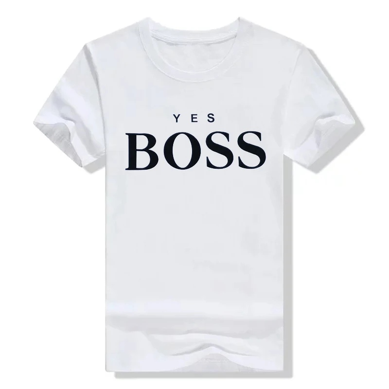 Футболка Для женщин да с надписью Boss принт короткий рукав Slim Fit Chemise Femme|Футболки| |