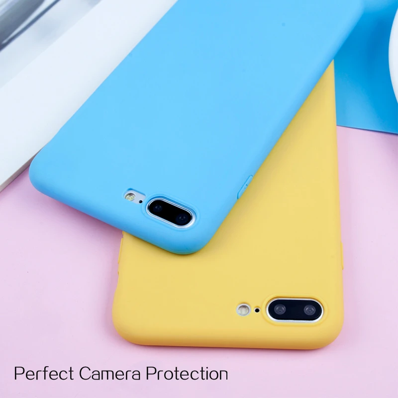 BROEYOUE чехол карамельного цвета для iPhone 7 8 6 6s X Plus 5 5S SE XS Max XR простой однотонный