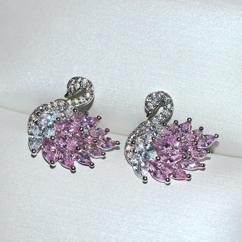 Женские серьги гвоздики в виде лебедя|Серьги-гвоздики| |