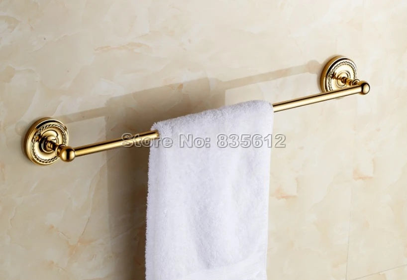 

Gold Color Brass Wall Mounted Bathroom Single Towel Bar Towel Rack Rails Wba603