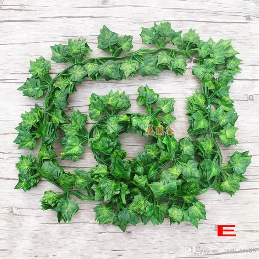 Goedkoop 2.1M 120 Stuks Wired Ivy Bladeren Garland Zijde Kunstmatige Vine Greenery Voor Bruiloft Thuis Kantoor Deco-Hangers Kransen 2017 Nieuwe Stijl
