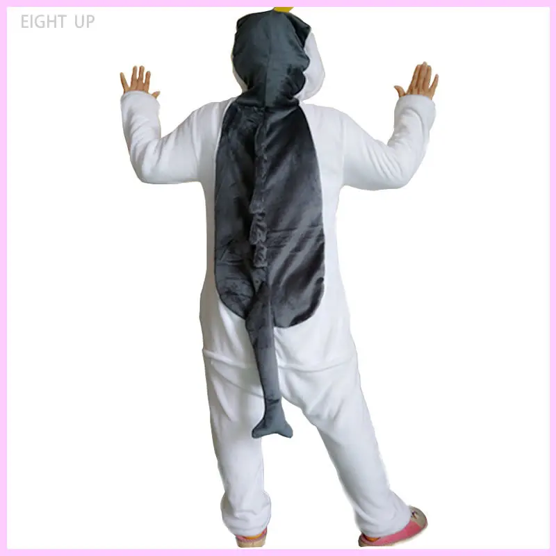 Кигуруми фланелевые пижамы с рыбками костюм для сна унисекс взрослых