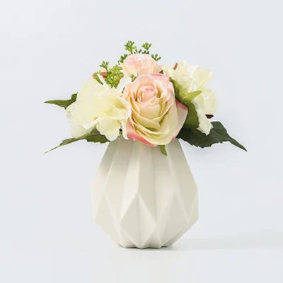 White and Flower Европейская фарфоровая модная ваза с бриллиантами, керамическая ваза с цветами, для кабинета, прихожей, для дома, для рабочего стола, для украшения свадебного стола - Цвет: White and Flower