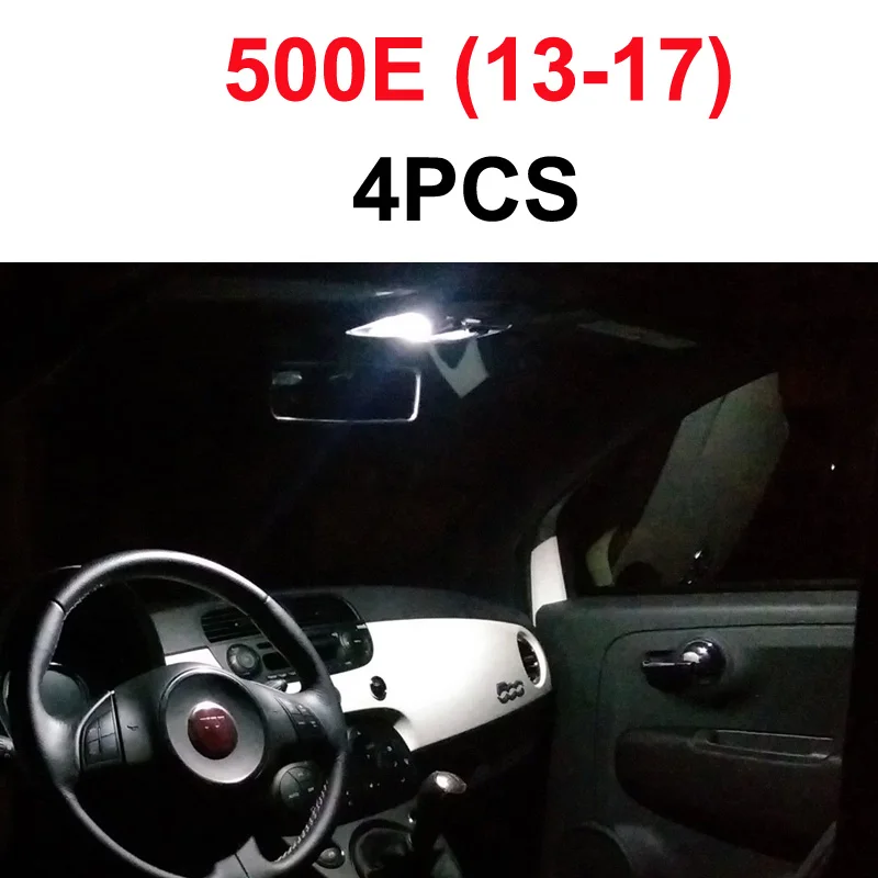 13-17 500E (4PCS) Pefect Xenon Белый без ошибок Автомобильный светодиодный светильник Интерьер внутри купольный свет комплект для 2007- Fiat 500 500L 500X 500E 500C лампа для чтения - Испускаемый цвет: 13-17 500E (4PCS)