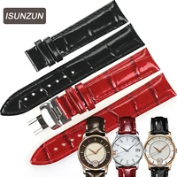 isunzun 2017 new 18mm genuine leather watchband menwomen silverrose gold buckle watch straps for mido m007 207a baroncelli