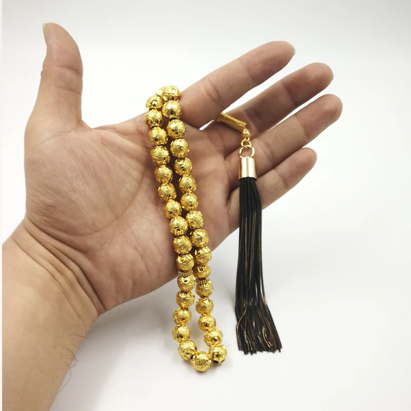 Фото Золотой Tasbih, профессиональный магазин misbaha, 33 молитвенные бусины, ранний браслет, исламский Яркий яркий браслет №5
