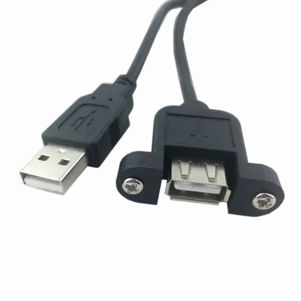 

100pcs/lot 90 Degree Left Angled & Right Angled USB 2.0 A Male to Female Extension Cable 1m 3ft Angle With Panel Mount Hole 20cm