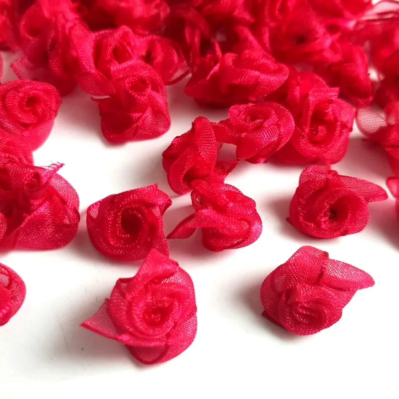 fushia HL 50/200/400pcs 15 мм органза лента розовыми цветами для свадебных украшений украшения DIY аппликации; Прошитые вручную - Цвет: fushia