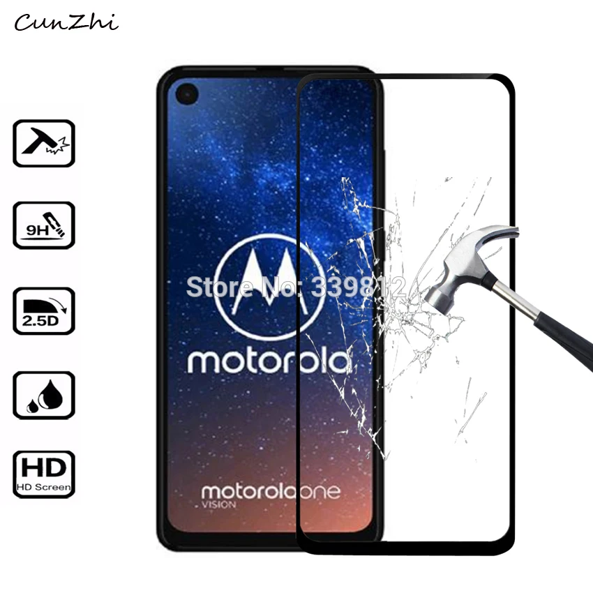 Защитное стекло для Moto One Vision полностью покрывающее закаленное Защитная пленка