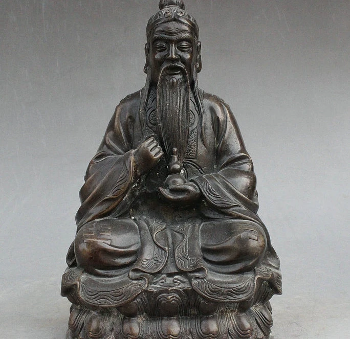 10 Китайская народная бронзовая даосская статуя лидера лорда Лао-цзы тайшанга |