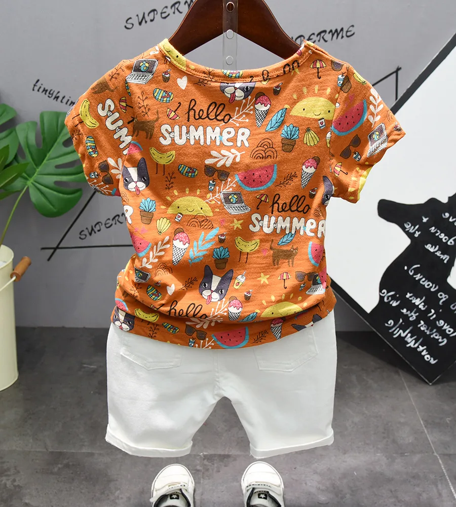 Лето 2019 детская повседневная футболка с короткими рукавами и принтом в виде букв