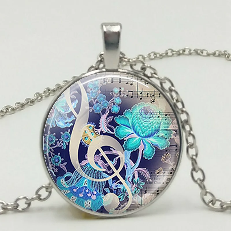 3 Color Fashion Piano Notes Guitar Music DIY Time Glass Gem Pendant Necklace Handmade Jewelry Accessories | Украшения и