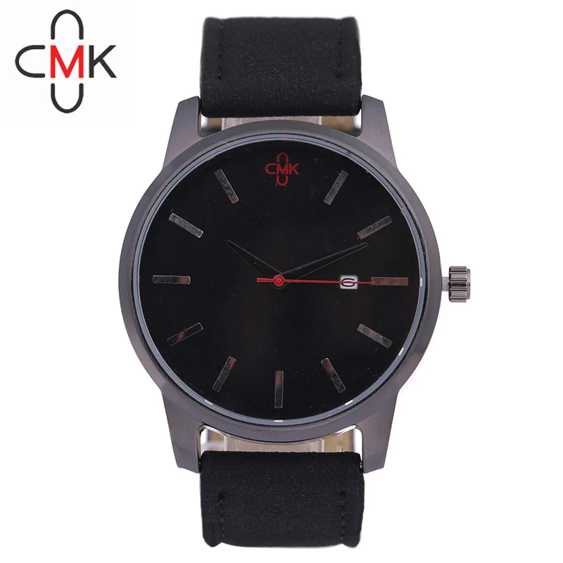 Black Red Горячая CMK Военная кожа Бизнес Кварцевые часы для мужчин лучший бренд класса люкс Спорт повседневное календарь наручные часы Relogio Masculino часы - Цвет: Black Red