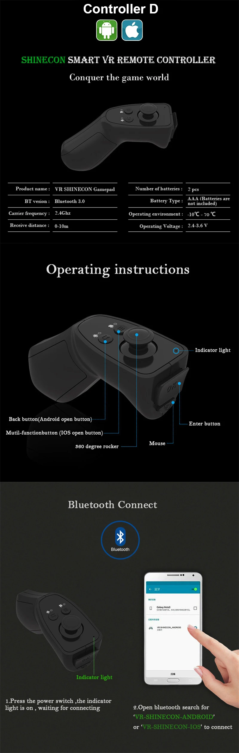 VR SHINECON 6,0 Очки виртуальной реальности 120 FOV 3D очки google картон с гарнитурой стерео коробка для смартфонов