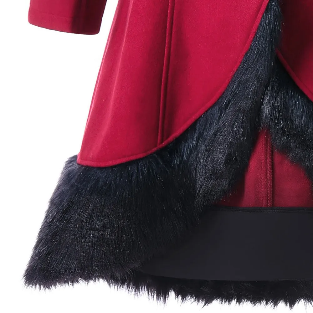 

Winter Nice Long Woolen Coat Women Imitation Rabbit Fur Warm Lace Up Fashion Casual Hooded Coats Female Christmas Overcoats