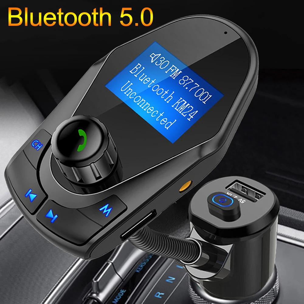 FM трансмиттер JINSERTA Bluetooth 5 0 Автомобильный MP3 плеер с функцией громкой связи и
