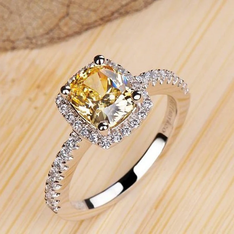 Роскошные 2 ct CZ кольца женские модные новые белые кристаллы 4 зубец циркония