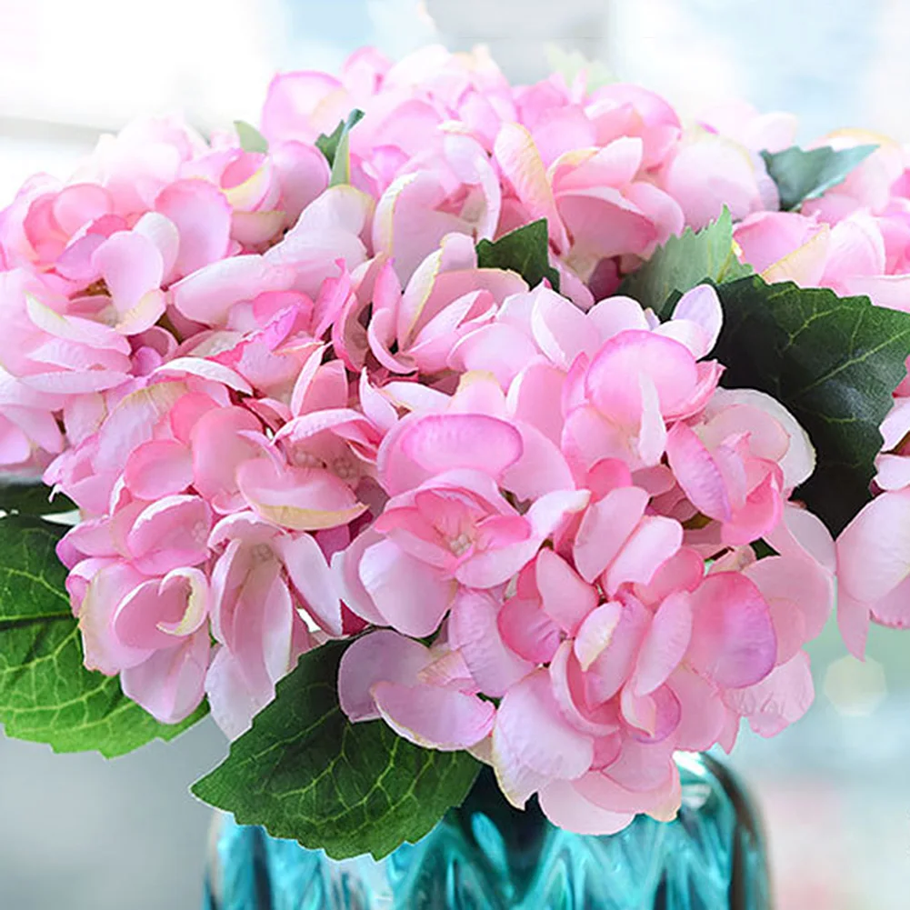 Розовый Искусственная Цветочная подделка цветок букет Гортензия Цветочная композиция маленькое оранжевое вино красное свадебное украшение для дома - Цвет: Розовый