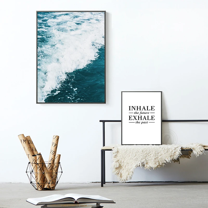 Nordic холст картины Куадрос Decoracion стены Книги по искусству морской прибой печать
