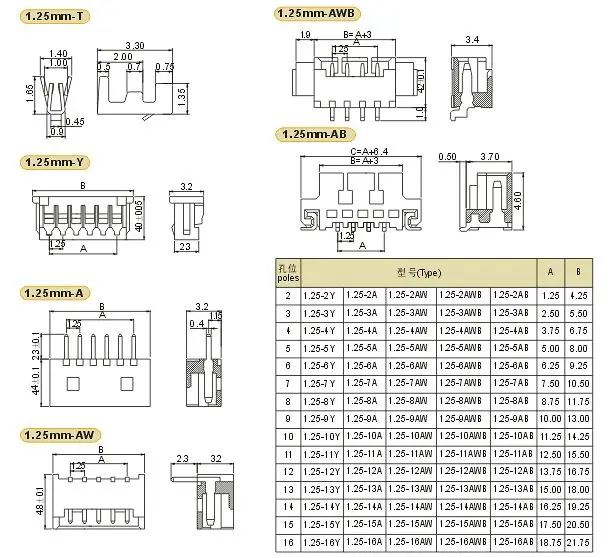 JST 1 25 2P 3P 4P 5P 6P Штекерный разъем клемма/корпус/контактный 100 шт.|jst connector|pitch connectorhousing